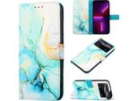 Xiaomi Poco X4 Pro 5G Case, Custodia In Finto Cuoio Con Motivo A Marmi, Tasche Per Carte, Stand Case Per Xiaomi Poco X4 Pro 5G Verde