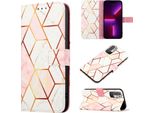 Xiaomi Poco M3 Pro 5G Case, Marble Motifpoliuretanoleather Case Wallet Card Holder With Stand Function Flip Cover Per Xiaomi Redmi Note 10 5G / Poco M3 Pro 5G Rose Gold