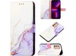 Moto G Stylus 2021 Case, Marble Motifpoliuretanoleather Case Wallet Card Holder With Stand Function Flip Cover Per Motorola Moto G Stylus 2021 White Purple