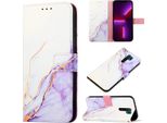 Redmi 9 Case, Marble Motifpoliuretanoleather Case Wallet Card Holder Con Funzione Stand Flip Cover Per Xiaomi Redmi 9 / Poco M2 White Purple