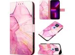 Moto G Power 2021 Case, Marble Motifpoliuretanoleather Case Wallet Card Holder Con Funzione Stand Flip Cover Per Motorola Moto G Power 2021 Rosa