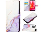 Moto G 5G 2022 Case, Marble Motifpoliuretanoleather Case Wallet Card Holder With Stand Function Flip Cover Per Motorola Moto G 5G 2022 White Purple