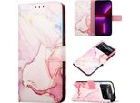 Xiaomi Poco X4 Pro 5G Case, Custodia In Finto Cuoio Con Motivo A Marmi, Tasche Per Carte, Stand Case Per Xiaomi Poco X4 Pro 5G Rosa Bianco