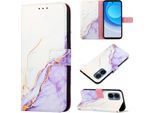 Custodia Tecno Camon 19 Neo, Custodia In Finto Cuoio Con Motivo A Marmi, Tasche Per Carte, Custodia Con Supporto Per Tecno Camon 19 Neo Bianco Viola