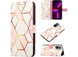Redmi Note 10S Case, Marble Motifpoliuretanoleather Case Wallet Card Slot With Stand Function Flip Cover Per Xiaomi Redmi Note 10S / Note 10 4G Rose Gold