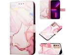 Moto G Stylus 2021 Case, Marble Motifpoliuretanoleather Case Wallet Card Holder With Stand Function Flip Cover Per Motorola Moto G Stylus 2021 Pink White