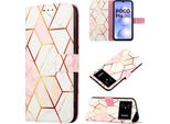 Xiaomi Poco M4 5G Case, Marble Motifpoliuretanoleather Case Wallet Card Holder Con Funzione Stand Flip Cover Per Xiaomi Poco M4 5G / Poco M5 5G Rose Gold