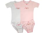 Set Intimo 4 Pezzi Bambina Canottiera Slip Cotone; Bianco/Rosa/122/128