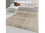Tappeto Da Salotto Adventure A Righe Astratte In Beige-Oro Dimensioni - 200 X 290 Cm