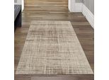 Tappeto Da Salotto Adventure A Righe Astratte In Beige-Oro Dimensioni - 80 X 150 Cm