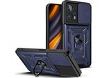 Xiaomi Poco X4 Gt Custodia Con Anello Supporto Supporto Scivolare Fotocamera Protezione Tpu Pc Custodia Protettiva Per Xiaomi Poco X4 Gt Blu