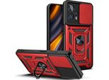 Xiaomi Poco X4 Gt Custodia Con Anello, Supporto, Protezione Fotocamera, Paraurti In Tpu, Custodia In Silicone Per Xiaomi Poco X4 Gt Rosso
