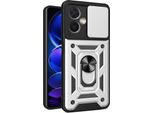 Redmi Note 12 Custodia Con Anello Supporto Supporto Scivolare Fotocamera Protezione Tpu Pc Custodia Protettiva Per Xiaomi Redmi Note 12 Argento