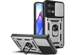 Oppo Reno8 5G Custodia Con Anello Stand Holder Slide Camera Protection Custodia Protettiva In Tpu Pc Per Oppo Reno8 5G Argento