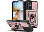 Xiaomi Poco M4 5G Custodia Con Anello Supporto Supporto Scivolare Fotocamera Protezione Tpu Pc Custodia Protettiva Per Xiaomi Poco M4 5G Oro Rosa