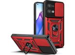 Oppo Reno8 5G Custodia Con Anello, Supporto, Protezione Fotocamera, Paraurti In Tpu, Custodia In Silicone Per Oppo Reno8 5G Rosso