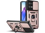 Oppo Reno8 5G Custodia Con Anello Supporto Supporto Scivolare Fotocamera Protezione Tpu Pc Custodia Protettiva Per Oppo Reno8 5G Oro Rosa