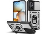 Xiaomi Poco M4 5G Custodia Con Anello Stand Holder Slide Camera Protection Custodia Protettiva In Tpu Pc Per Xiaomi Poco M4 5G Argento