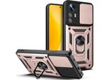 Xiaomi 12 Lite Custodia Con Anello Supporto Supporto Scivolare Fotocamera Protezione Tpu Pc Custodia Protettiva Per Xiaomi 12 Lite Oro Rosa