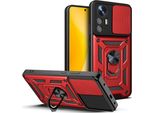 Xiaomi 12 Lite Custodia Con Anello Supporto Supporto Scivolare Fotocamera Protezione Tpu Pc Custodia Protettiva Per Xiaomi 12 Lite Rosso