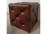 Casa Padrino Sgabello Chesterfield In Pelle Vintage Marrone Scuro 40 X 40 X H. 45 Cm - Sgabello In Vera Pelle - Sgabello Cubo In Vera Pelle - Soggiorno Chesterfield - Mobili In Vera Pelle - Mobili