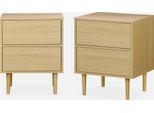 Set 2 Comodini Effetto Legno Naturale, Marrone Naturale