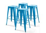 Set Di 4 Sgabelli Da Bar In Acciaio Blu Brillante - Oviala Indus