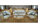 Casa Padrino Set Da Salotto Barocco Argento / Oro - 1 Divano Barocco E 2 Poltrone Barocche - Mobili Da Salotto In Stile Barocco - Mobili Barocchi - Arredamento Da Salotto Barocco