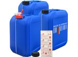 Plasteo 3X Tanica D'acqua Da 25 Litri Blu Con 1X Rubinetto +10 Pastiglie D'acqua | Scala In Incrementi Di 5 Litri | Sicura Per Gli Alimenti | Priva Di Bpa | Approvazione Per Merci Pericolose | Impilabile | Scorta Di Emergenza