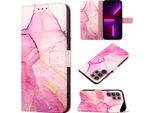 Custodia Per Samsung Galaxy S23 Ultra, Custodia In Finto Cuoio Con Motivo A Marmi, Tasche Per Carte, Custodia Stand Rosa