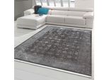 Tappeto Orientale Con Ornamenti Floreali In Grigio Blu Dimensioni - 200 X 290 Cm