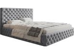 Letto Imbottito MIAMI-SLIM Con Testiera, 160X200 Cm, Letto Matrimoniale Con Rete E Doghe In Legno, Tessuto Velour Grigio Chiaro