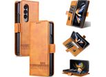 Custodia Galaxy Z Fold3, Portafoglio Con Chiusura Magnetica E Supporto, Custodia In Pelle Flip Per Samsung Galaxy Z Fold 3 5G Giallo