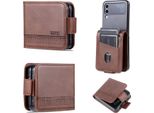 Galaxy Z Flip3 Custodia In Pelle, Flip Cover Wallet Case Chiusura Magnetica Stand Cover Protettiva Per Samsung Galaxy Z Flip 3 5G Caffè
