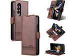 Custodia Galaxy Z Fold4, Portafoglio Con Chiusura Magnetica E Supporto, Custodia Flip In Pelle Per Samsung Galaxy Z Fold 4 5G Caffè