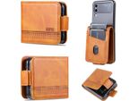 Custodia Galaxy Z Flip3, Portafoglio Con Chiusura Magnetica E Supporto, Custodia In Pelle Per Samsung Galaxy Z Flip 3 5G Giallo