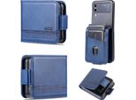 Custodia Galaxy Z Flip4, Portafoglio Con Chiusura Magnetica E Supporto, Custodia In Pelle Flip Per Samsung Galaxy Z Flip 4 5G Blu