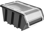 10 X Scatola Di Stoccaggio In Plastica Impilabile Scatola Di Smistamento Con Coperchio 100X155X70 Nero