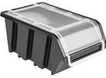20 X Scatola Di Stoccaggio In Plastica Impilabile Scatola Di Smistamento Con Coperchio 100X155X70 Nero