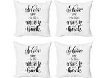 Abakuhaus Set Di Federe Per Cuscini "Ti Amo"" (4 Pezzi), Stile Minimalista, Stampa Digitale Moderna Su Entrambi I Lati, 60 Cm X 60 Cm, Bianco E Nero"