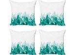 Abakuhaus Set Di Federe Per Cuscini Butterfly (4 Pezzi), Tema Primaverile Astratto, Stampa Digitale Moderna Su Entrambi I Lati, 40 Cm X 40 Cm, Verde Acqua Bianco