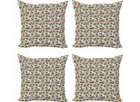 Abakuhaus Set Di Federe Astratte (4 Pezzi), Suft Hawaii Tropical, Stampa Digitale Moderna Su Entrambi I Lati, 40 Cm X 40 Cm, Multicolore