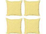 Abakuhaus Set Di Federe Astratte (4 Pezzi), Decorazioni Vintage Boho, Stampa Digitale Moderna Su Entrambi I Lati, 60 Cm X 60 Cm, Giallo E Bianco