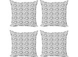 Abakuhaus Set Di Federe Astratte (4 Pezzi), Quadrati Vintage Retrò, Stampa Digitale Moderna Su Entrambi I Lati, 45 Cm X 45 Cm, Bianco E Nero