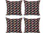 Abakuhaus Set Di Federe Astratte (4 Pezzi), Vibrante Tradizionale, Stampa Digitale Moderna Su Entrambi I Lati, 60 Cm X 60 Cm, Multicolore