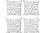 Abakuhaus Set Di Federe Astratte (4 Pezzi), Geometric Line Art, Stampa Digitale Moderna Su Entrambi I Lati, 45 Cm X 45 Cm, Bianco E Nero