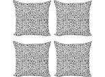 Abakuhaus Set Di Federe Egiziane (4 Pezzi), Lingua Geroglica, Stampa Digitale Moderna Su Entrambi I Lati, 50 Cm X 50 Cm, Bianco E Nero