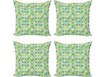 Set Di Federe Per Cuscini Abakuhaus Teal (4 Pezzi), Vibrant Trellis Quatrefoil, Stampa Digitale Moderna Su Entrambi I Lati, 50 Cm X 50 Cm, Multicolore