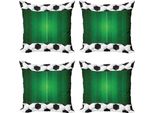 Set Di Federe Per Cuscini Abakuhaus (4 Pezzi), Football Field Goal, Stampa Digitale Moderna Su Entrambi I Lati, 50 Cm X 50 Cm, Nero, Bianco E Verde
