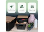 Novaliv Cestino Con Coperchio Mini Cestino Da 1 Litro Nero Con Design In Rattan Cestino Per Alimenti Scatola Impilabile Cassetta Nidificabile In Plastica Senza Bpa Contenitore Con Coperchio